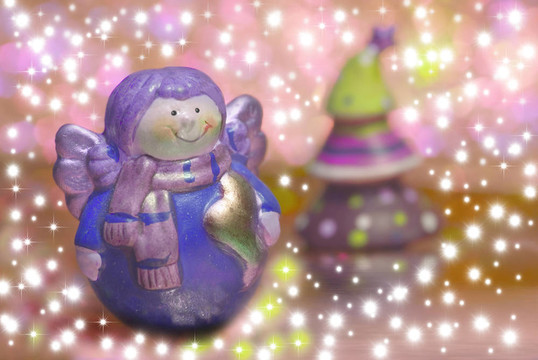 圣誕賀卡；天使和冷杉