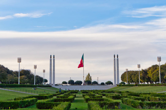 Parque Eduardo VII在Lisbon的中心；葡萄牙。