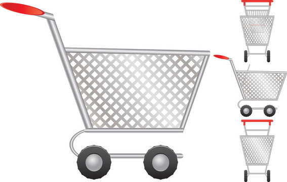 網(wǎng)上商店購(gòu)物車；電子商務(wù)圖標(biāo)；插畫