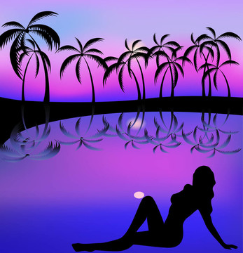 夏日海灘上的女孩