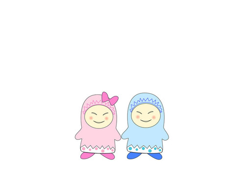 白色背景的Comic家庭