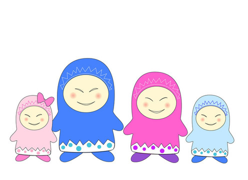 白色背景的Comic家庭