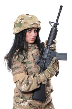 美麗的陸軍女孩與步槍