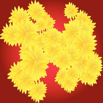 紅色背景的黃色花朵