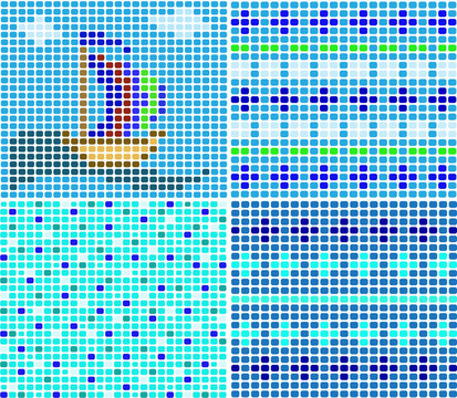 鑲嵌鑲嵌的海上裝飾品；游艇；波浪。