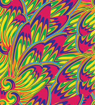 一種孔雀尾巴的無縫背景；花卉裝飾