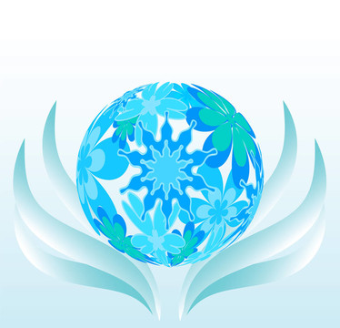 花球背景；藍色波浪