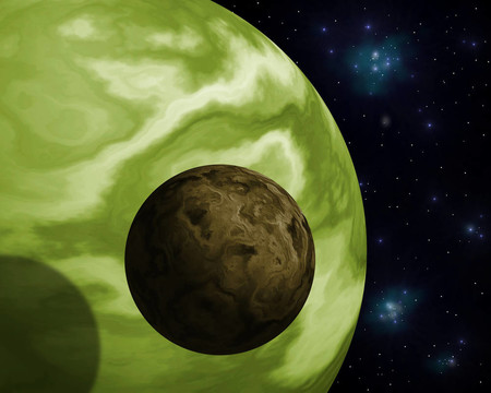 太陽系外行星與它磗月亮。