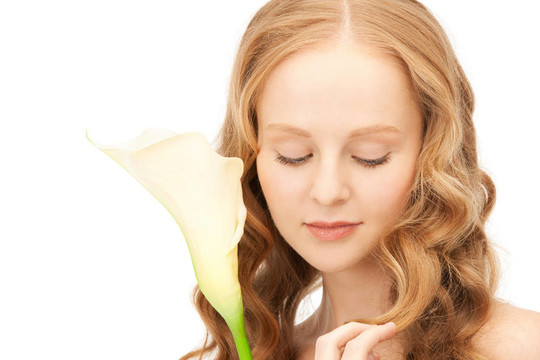 美麗的女人calla flower
