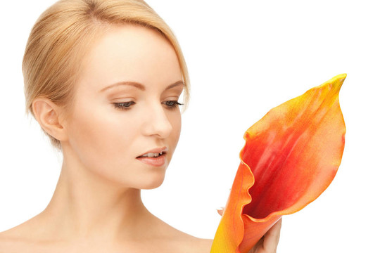 美麗的女人calla flower