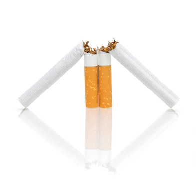 禁止吸煙。折斷的香煙。