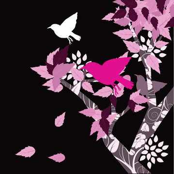 鳥(niǎo)類(lèi)和花卉背景