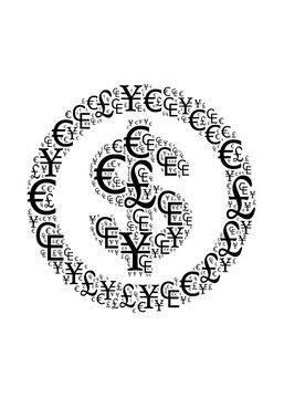 國(guó)際貨幣概念云中的美元；歐元；日元和英鎊符號(hào)