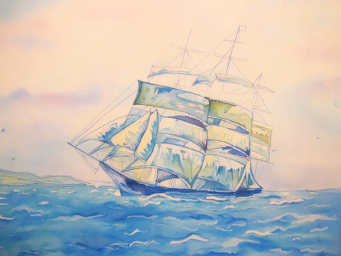 海上絲綢之水藝術畫。