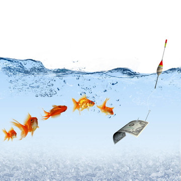 游泳金魚(yú)和金錢符號(hào)