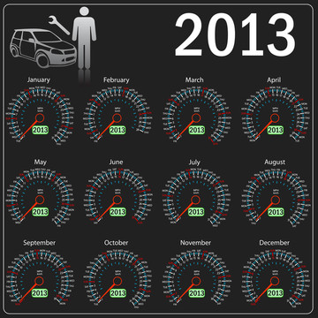 2013年？電子日歷表汽車。
