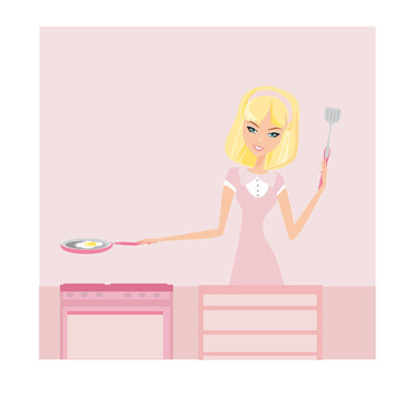 美麗的女人做飯