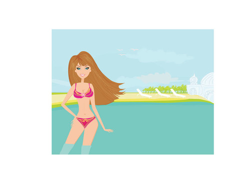 夏日性感海灘女孩