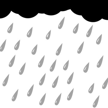 白色背景上的雨剪影；
