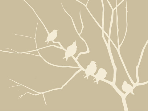 褐色背景上的鳥(niǎo)類(lèi)剪影；插圖