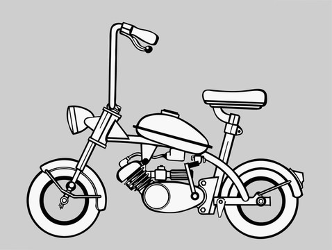 助力車(chē)的輪廓在灰色背景；圖
