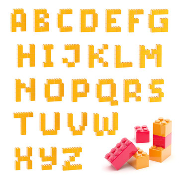 字母組的玩具積木孤立