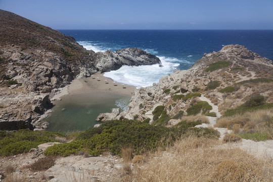 石灘在希臘伊卡里亞島