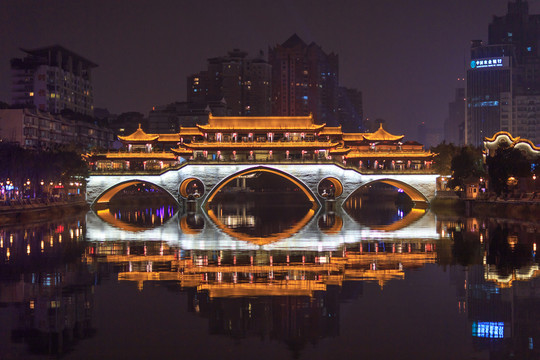 成都錦江安順廊橋夜景