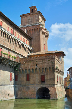埃斯騰斯城堡。Ferrara。Emilia Romagna。意大利.