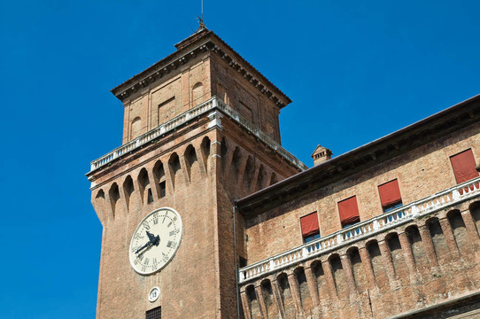 埃斯騰斯城堡。Ferrara。Emilia Romagna。意大利.