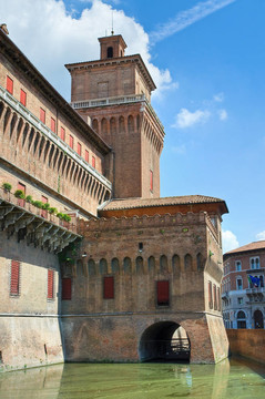 埃斯騰斯城堡。Ferrara。Emilia Romagna。意大利.