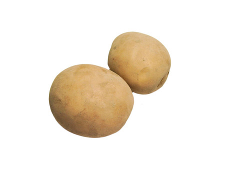 兩個(gè)新鮮土豆在白色背景上分離