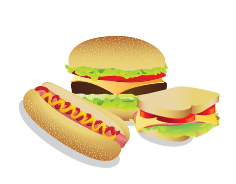 hamburguer熱狗和三明治；