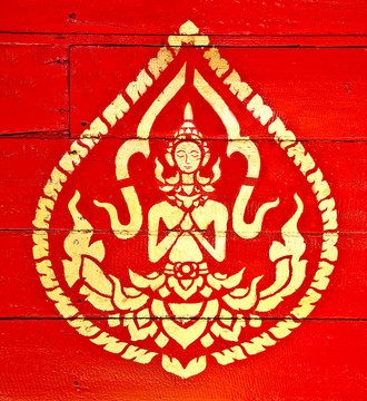 對(duì)天神在寺木畫金色