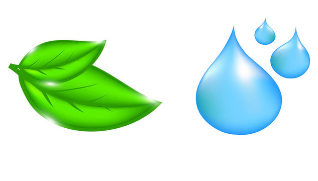 水滴和植物圖標(biāo)。插畫(huà)
