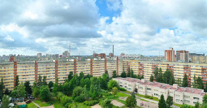 俄羅斯城市建筑的全景圖