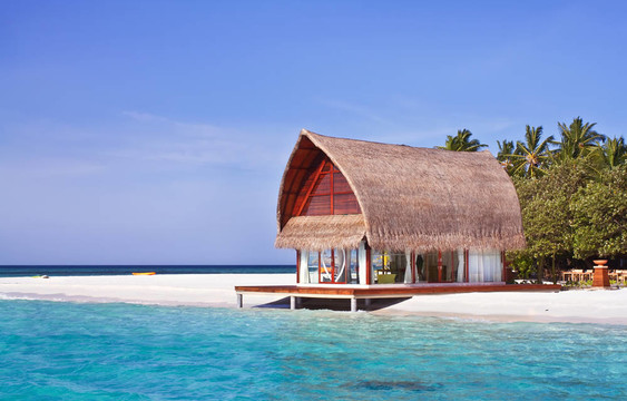 藍(lán)天在Maldive洋海灘別墅景觀照片
