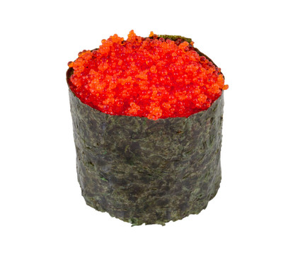 有一魚魚子醬孤立在白色背景的粟實(shí)