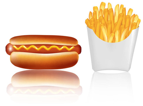 hotdogr和炸薯條。.