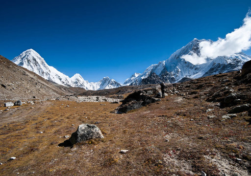在Himalayas徒步旅行：普摩力峰會(huì)和山脈
