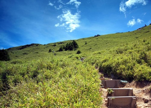 陡峭的路徑頂端的山峰