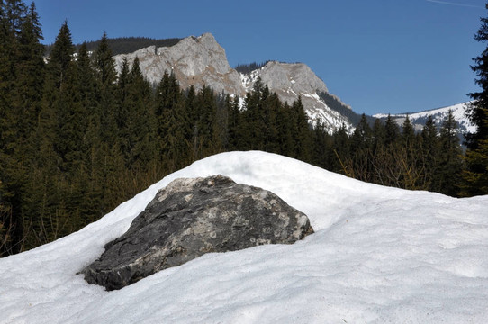 在喀爾巴阡山脈的雪山；Transylvania；羅馬尼亞
