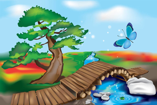 禪宗景觀中的木橋