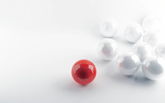 白色球體和紅色球體的一種拼圖
