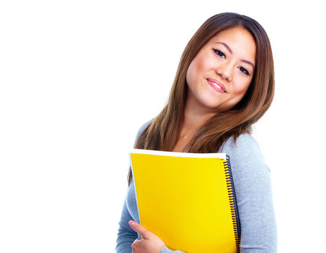 帶書的學生女孩。