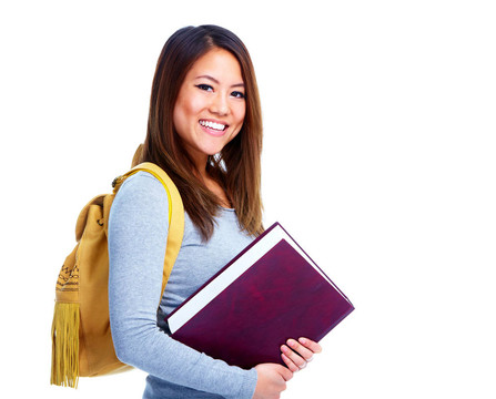 帶書的學生女孩。