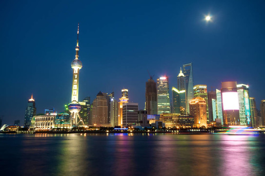 夜晚的上海天際線