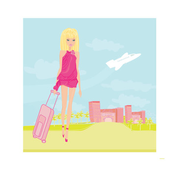 帶行李的美女旅行女孩