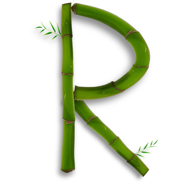 一個大寫字母的竹字母與陰影超過白色