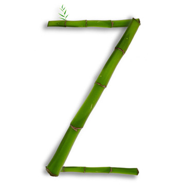 一個大寫字母的竹字母與陰影超過白色